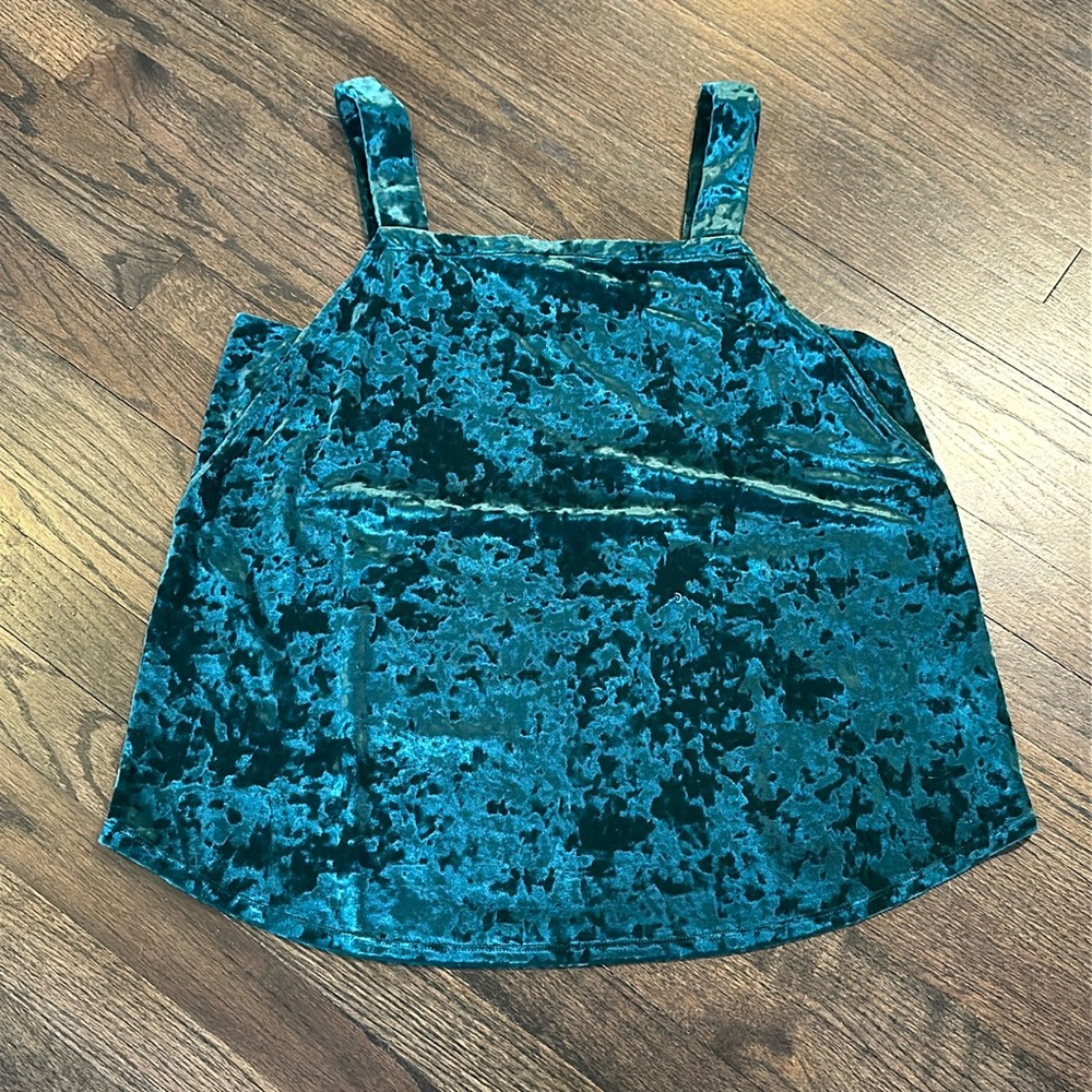 NWOT J. JILL Velvet Square Neck Green Tank Top Medium M NEW